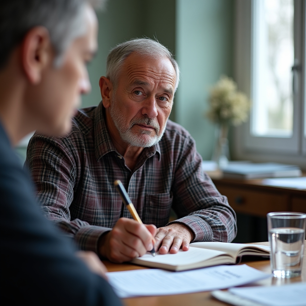 Фермер изучает материалы на практическом занятии